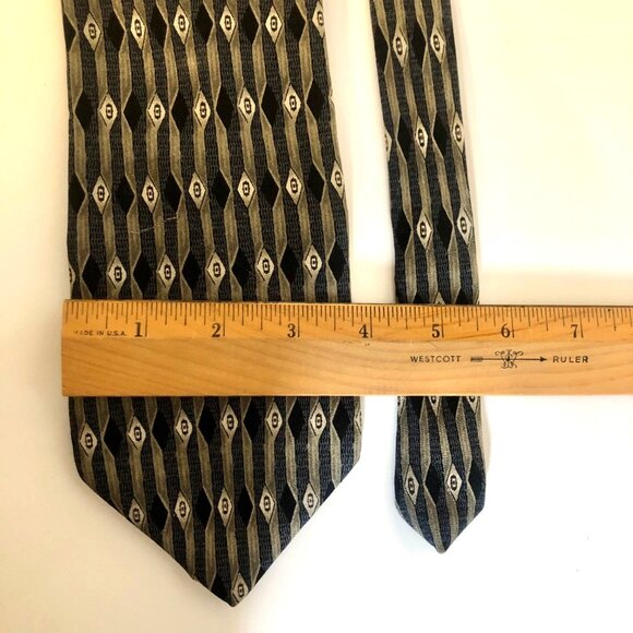 Louis Roth Mens Silk Tie Geometric Pattern Accessory Office Work Gift Necktie - Picture 2 of 6